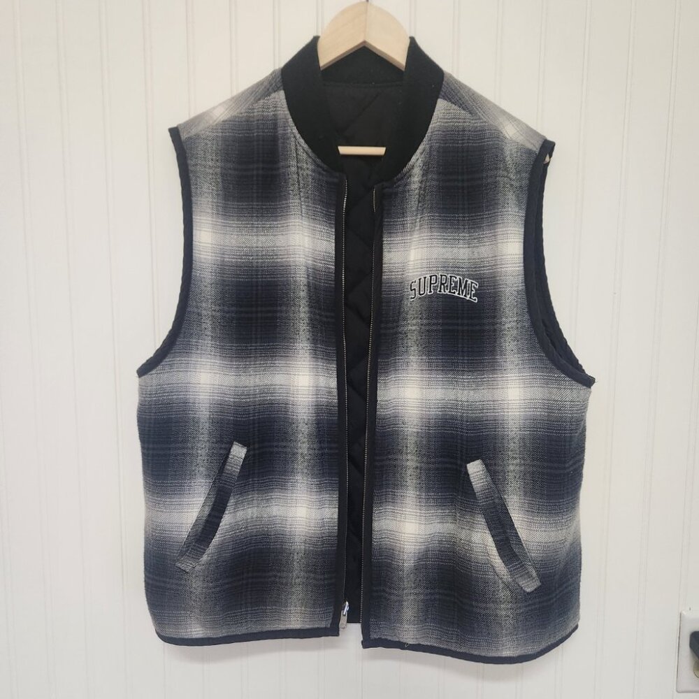 Supreme Reversible Shadow Plaid Vest Black / Size L